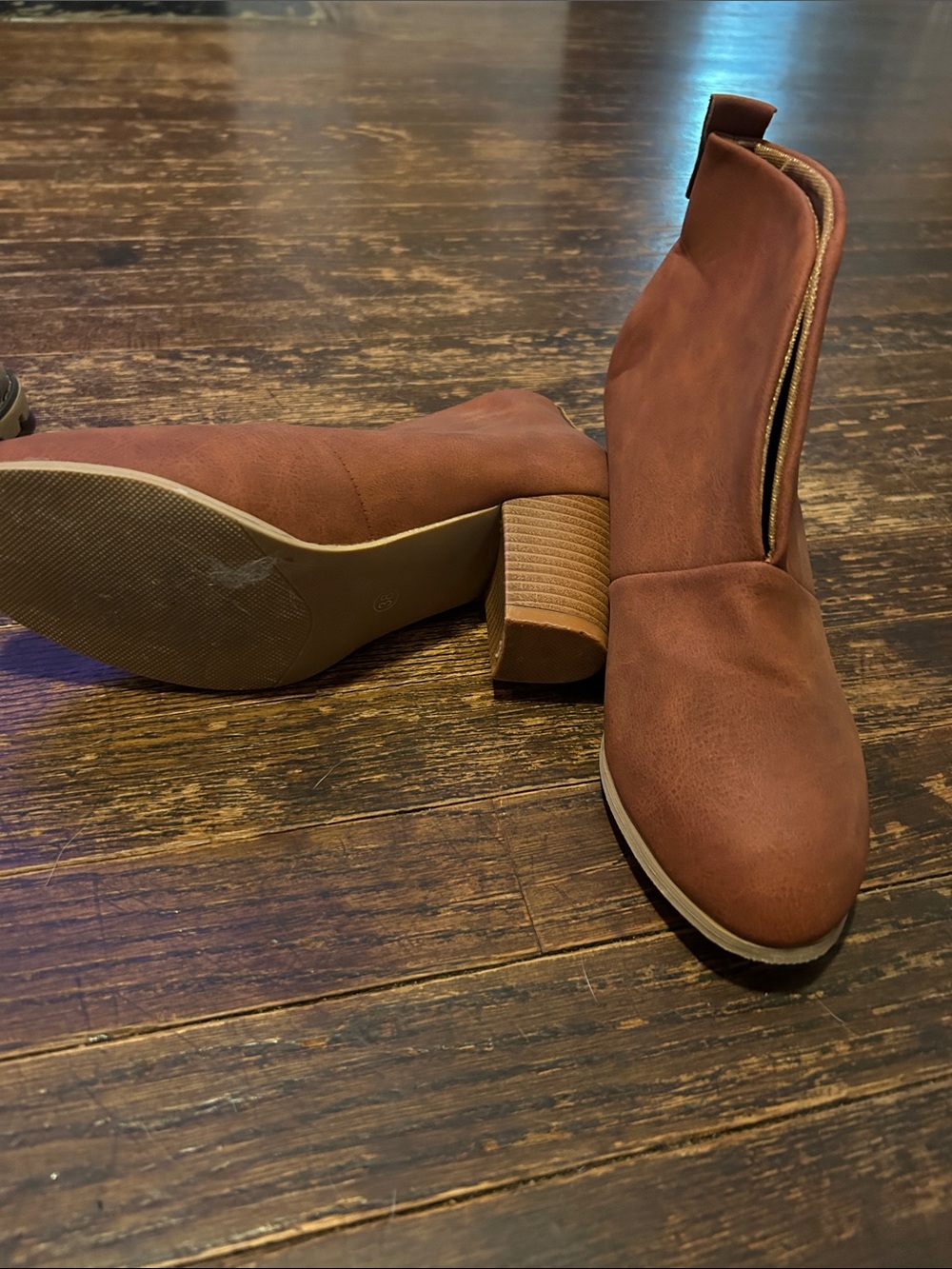 SHEIN Women's Rust Brown Wrap Front Ankle Booties